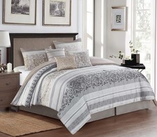 Stratford Park Graceful 7-Piece Comforter Set, King Size, Grey, King, Grey