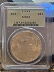 1922 PCGS S$1 MS64 PEACE SILVER DOLLARS COIN