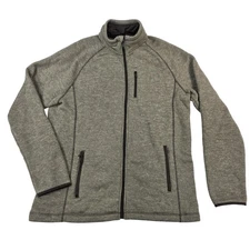 Swiss Tech Jacket Mens Large Khaki Full Zip Sweater Fleece Zip Pockets SM47Y117H