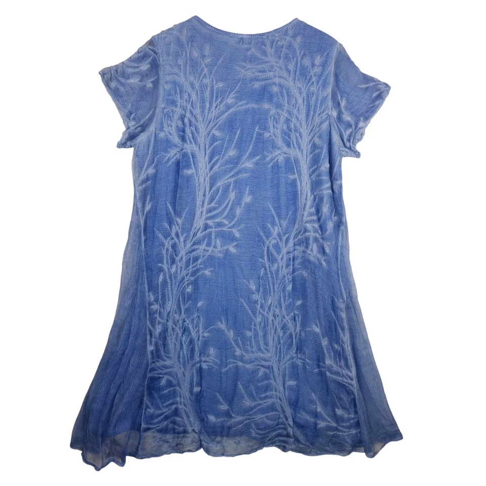 Soft Surroundings Frangipani Silk Dress Women 1X Blue Botanical Floral Lined NWT - Image 3 of 4