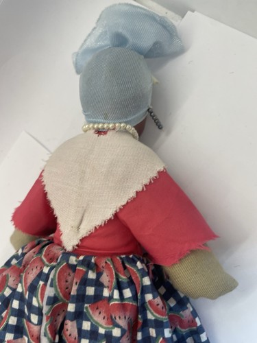 Vtg Black Americana Cloth & Plastic Woman Doll Skirt Slip Head Wrap Caribbean ? - Picture 8 of 18