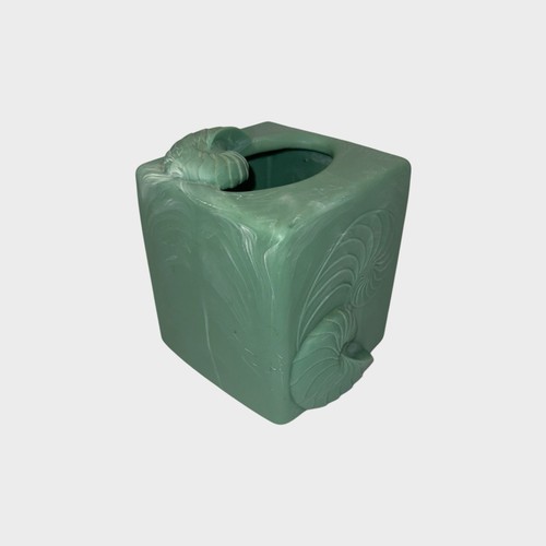 Cubierta de caja de pañuelos vintage de jade sintético Nautilus Shell - decoración costera - Imagen 9 de 12