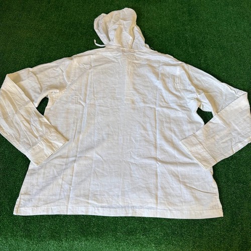 Saks Fifth Avenue Leinenmischung Henley Hoodie Long Roll-Tab weiß Shirt Gr. XL - Bild 9 von 13