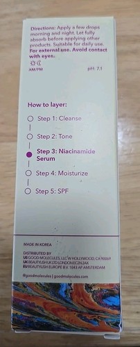 GOOD MOLECULES Niacinamide Serum 75 mL / 2.5 oz Improve Pore Appearance NIB - Picture 2 of 4