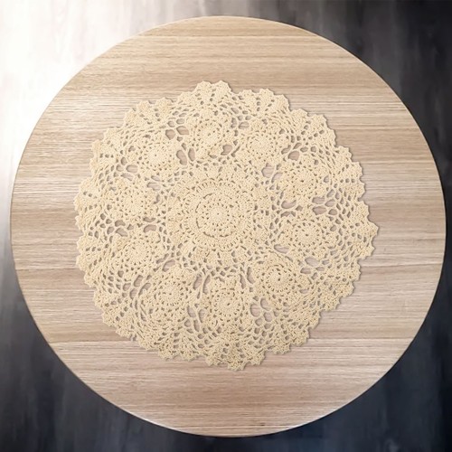 Crochet Flower Handmade Tischset Retro Hollow Round Table Mat Baumwolldeckchen - Bild 3 von 14