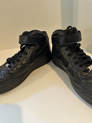 Nike Hombres Air Force 1 Mid 07 Triple Negro 315123-001 Tenis de Cuero Talla 9.5 - Imagen 9 de 13