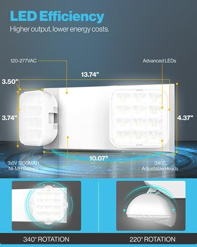 SUNCO LIGHTING EMERGENCY LIGHTS COMMERCIAL EMERGENCY LED FLOOD LIGHTS - WHITE - Picture 5 of 5