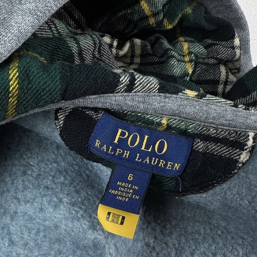 Polo Ralph Lauren Hoodie Youth Boys Size 6 Gray Yellow Full Zip Sweatshirt - Picture 8 of 9