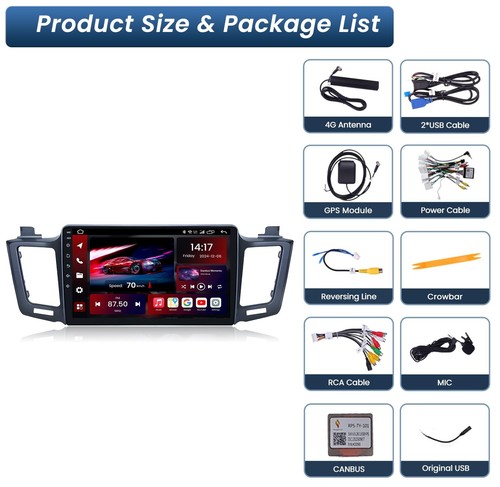 Autoradio Stereo für Toyota RAV4 2013-2018: 8Core 4GB RAM 10,1 Zoll Touchscreen... - Bild 9 von 9