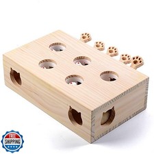 Interactive Wooden Whack-A-Mole Cat Toy, Engaging and Durable Play for Cats a