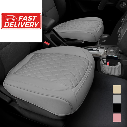 2 Pack PU Leather Front Car Seat Cover Bottom Seat, Anti-Slip 2pcs, gray