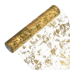 Gold Green Table Runner Roll 11.4" x 45Ft Sequin Foil Metallic Mesh Table Runner