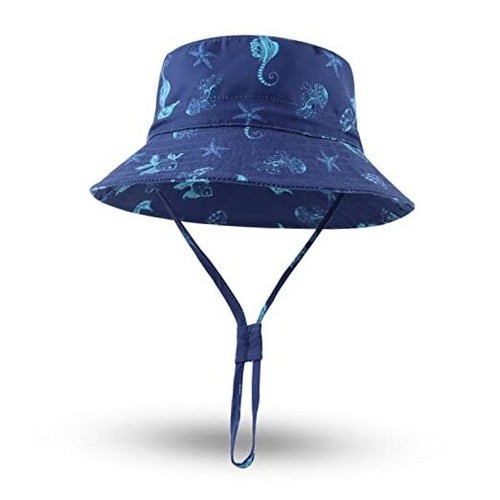 Dionsaur Baby Sun Hat Summer Toddler Boys Bucket Hats 3-6 Months Navy Seahorse