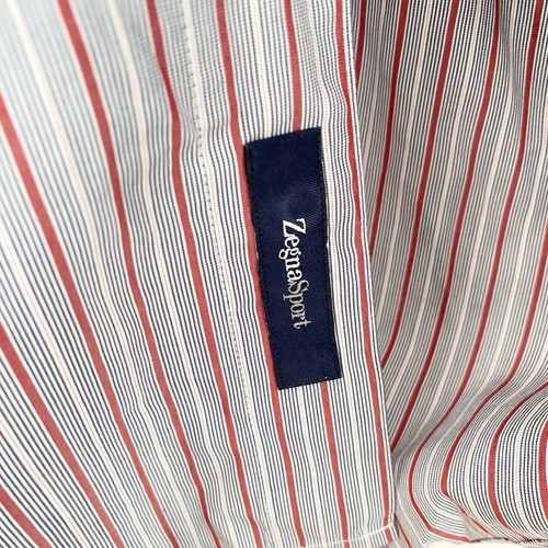 Zegna Sport Cotton Silk Stripe Button Down Shirt Size Large Preppy - Picture 9 of 9