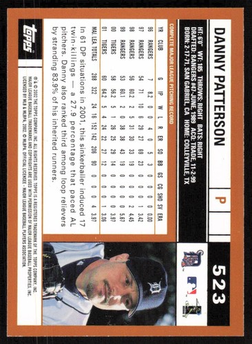 2002 Topps #523 Danny Patterson - Picture 2 of 2