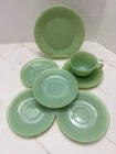 Lot of 7  Vintage FireKing Jadeite Green Ribbed Edges saucers plate teacup