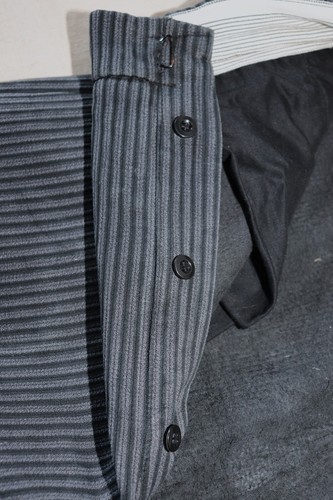 French 1940s Grey Striped Cotton Pique Work Peasant Pants W38 Made in France - Picture 6 of 8