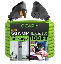 GearIT 50-Amp Extension Cord for RV and EV (100 Feet) 4-Prong 250-Volt, Tesla...