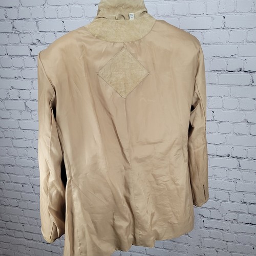 Chaqueta Blazer Preston & York Tostada Cuero Gamuza Genuino Forrada con Botones Talla 14 - Imagen 7 de 16