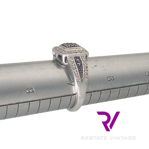 JWBR Sterling schwarz und weiß Diamant Heiligenschein Pavé Band Größe 6,75 - Bild 13 von 14