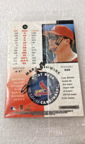 1997 F Thomas #22 Münze M McGwire #14 Pinnacle Muster Baseballkarte neu versiegelt - Bild 3 von 3
