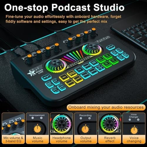 X3 Gaming Audio Mixer, Live Sound Card with 3.5mm Condenser Microphone Input,... - Picture 2 of 8