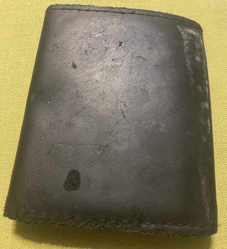 Vintage "FREEDOM MACHINE MOTORCYCLES" SCHWARZ (ECHTLEDER) DREIFACH FALTBARE GELDBÖRSE - Bild 3 von 6