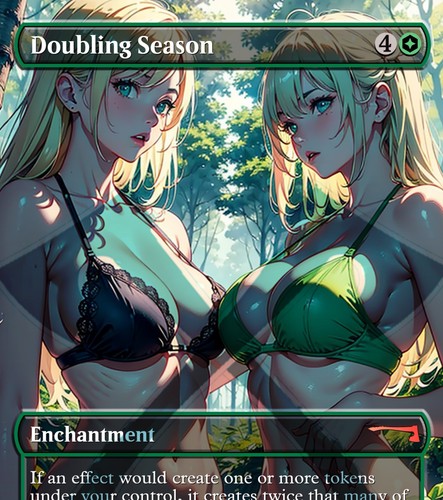 Doubling Season Blondes RETIRED Anime Waifu Style Card For EDH and Playtest