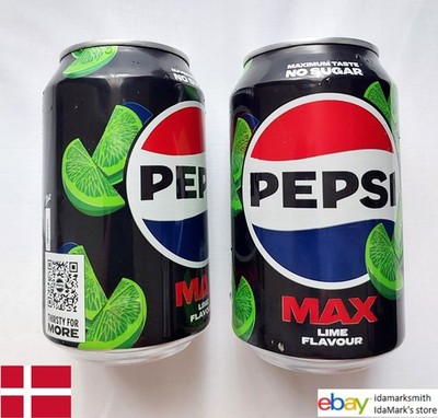 Empty PEPSI MAX LIME Cola can DENMARK Special Edition 2025 Danish Black Collect