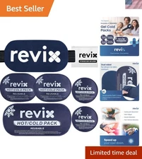 Versatile Dual-Fabric Gel Ice Packs - 5 Sizes for Effective Pain Relief, Navy