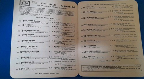 TARJETA DE CARRERA DE HAYDOCK PARK, 4 DE NOVIEMBRE DE 1966 - REUNIÓN DE NOVIEMBRE, UNA TARJETA MIXTA - Imagen 5 de 7