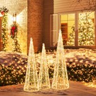 Set of 3 Pre-lit Christmas Cone Trees Xmas Decoration w/ Star String & 90 Lights