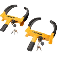 2 Pack Universal Adjustable Wheel Lock Heavy Duty Steel Anti Theft with 6 Keys