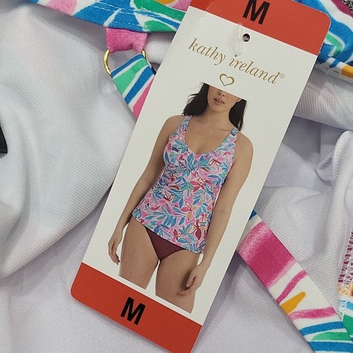 Kathy Ireland Womens 2 Piece Swimsuit Printed Tankini Top w Briefs Medium Size - Picture 7 of 9