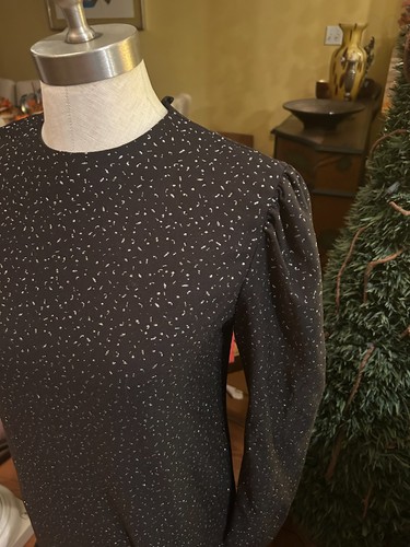 Abito vintage Willow Ridge nero metallizzato/lucido manica lunga tubino small/med - Foto 3 di 7