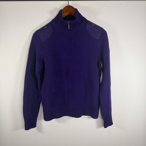Suéter Lauren Ralph Lauren Tejido Apretado Cremallera Completa Para Mujer Pequeño Impecable De Colección - Imagen 1 de 5