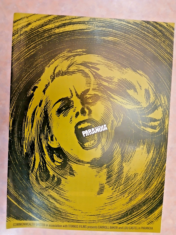 1969 COMMONWEALTH UNITED FILM- PARANOIA W/ CARROLL BAKER. PRESSBOOK