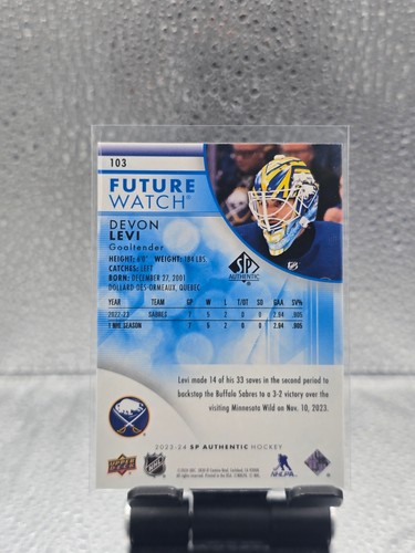 2023-24 SP Authentic Devon Levi Future Watch Rookie Blue 6/399! - Bild 2 von 2
