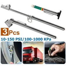 3x Heavy Duty Tire Pressure Pencel Gauge & Tread Depth Dual Head Chuck Truck Car