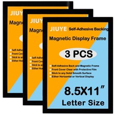3Pcs Self Adhesive Magnetic Sign Holder 8.5 x 11 inches,Wall Mount Plastic Di...