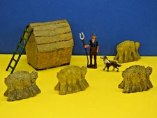 BRITAINS JOHILLCO CRESCENT 1930s LEAD FARMER HAYSTACK LADDER & SHEAVES OF WHEAT