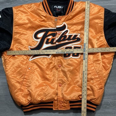 Vintage FUBU 05 Satin Bomber Jacket 2XL Spellout Rap Hip Hop