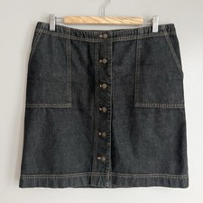 Vintage Ralph Lauren Jeans Denim Mini Skirt Button Front Dark Wash Y2K Size 12