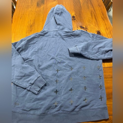 Pullover Ksubi Para Hombres Azul Negro Cruz 100% Algodón 4 x 4 Biggie Sudadera con Capucha Talla Grande - Imagen 2 de 8