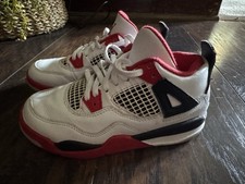 Child Air MJ Nike Retro 4 Fire White Red Shoes Basketball Sneakers  (Size 13c)
