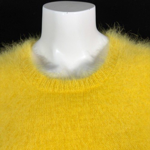 Suéter Pullover 80% Angora Difuso Vintage ESCADA Peeps-Amarillo Sin Costuras 32" Busto - Imagen 7 de 11