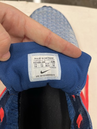 Size 14 - Nike ZoomX Invincible Run Flyknit 3 Blue Orange Gold - Picture 9 of 9