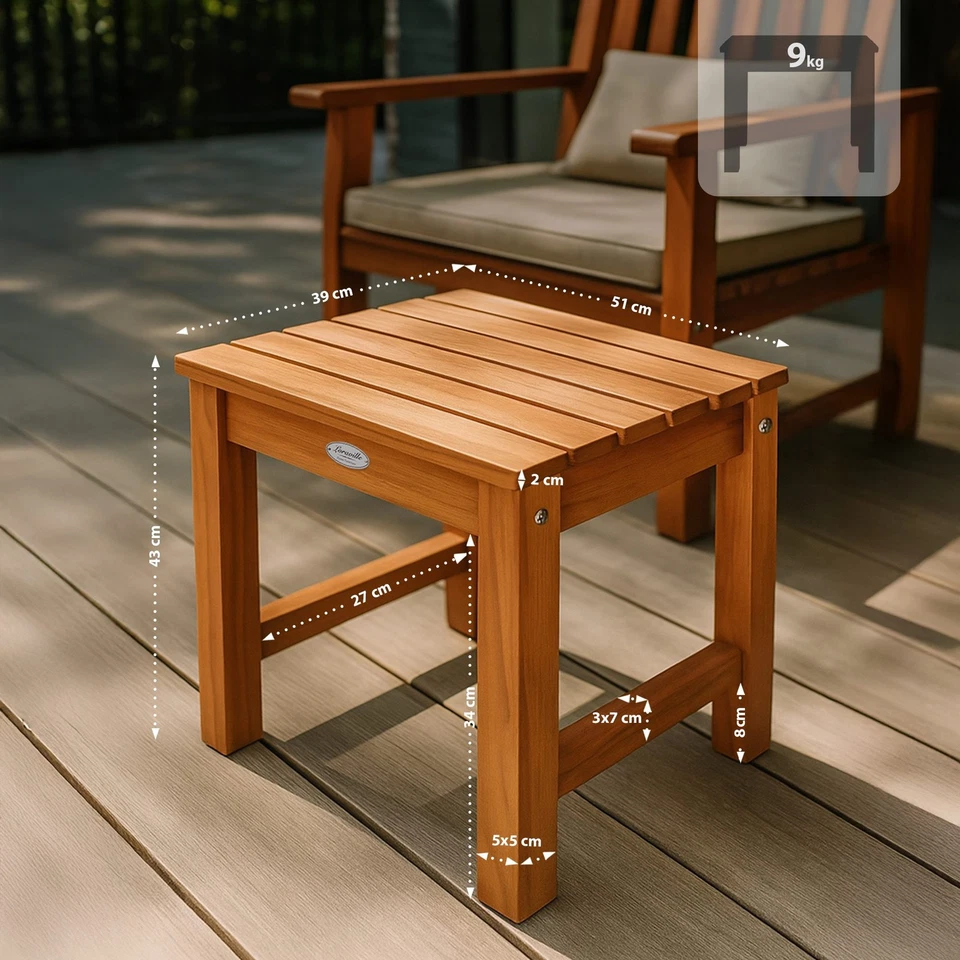 Beistelltisch Frankton Teakholz wetterfest Gartentisch outdoor Sitzhocker - Bild 2 von 4