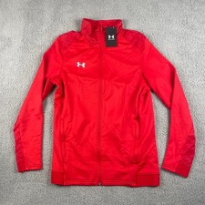 Under Armour Men's Small Red UA Long Sleeve Command Warm Up Full Zip Jacket