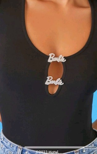 Forever 21 Barbie Rhinestone Cutout Bodysuit PINK Sizes S NEW! - Picture 2 of 2